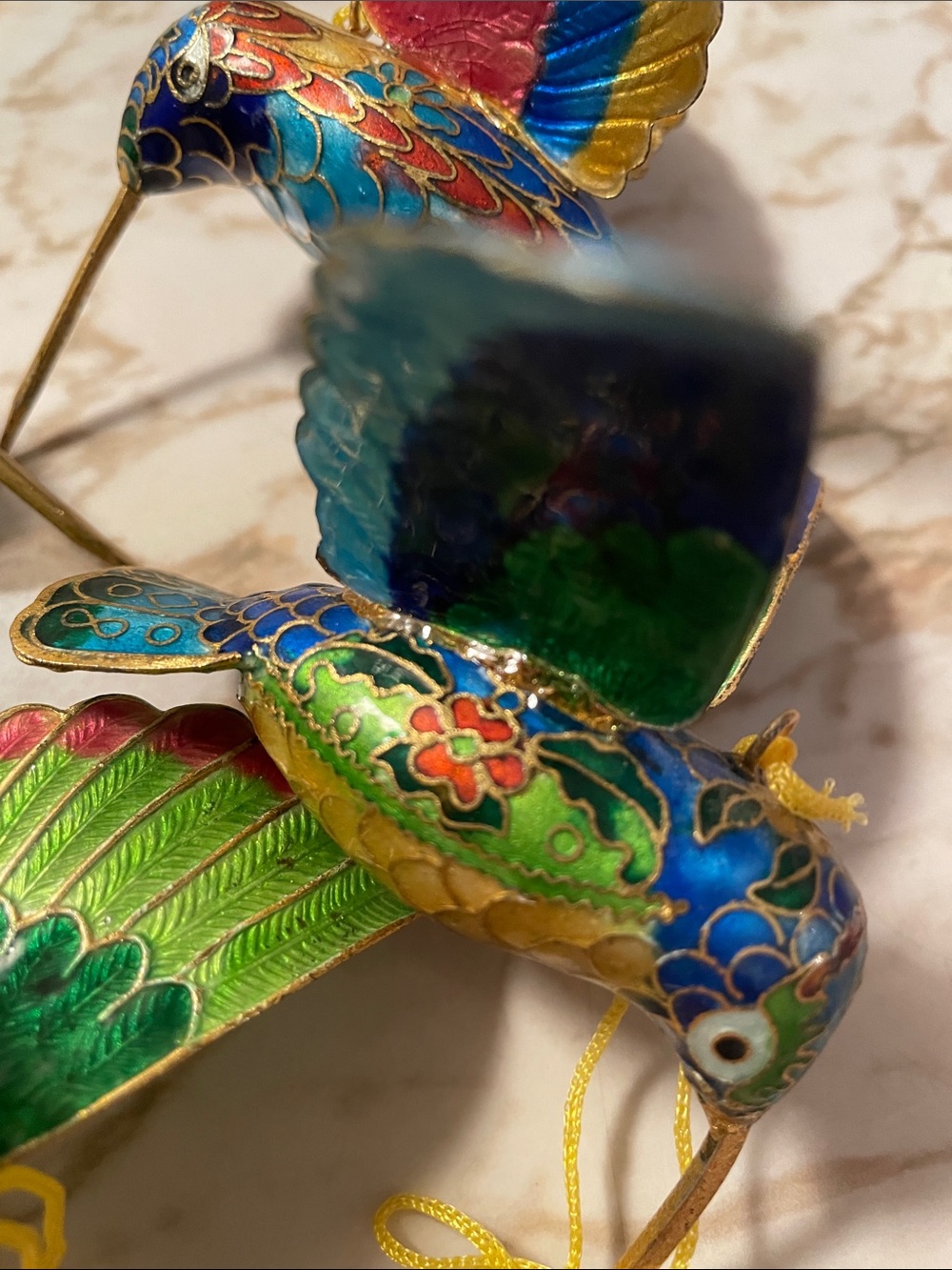 Colorful Cloisonné Hummingbird Ornament - Multicolor Set of (4) - Picture 9 of 9